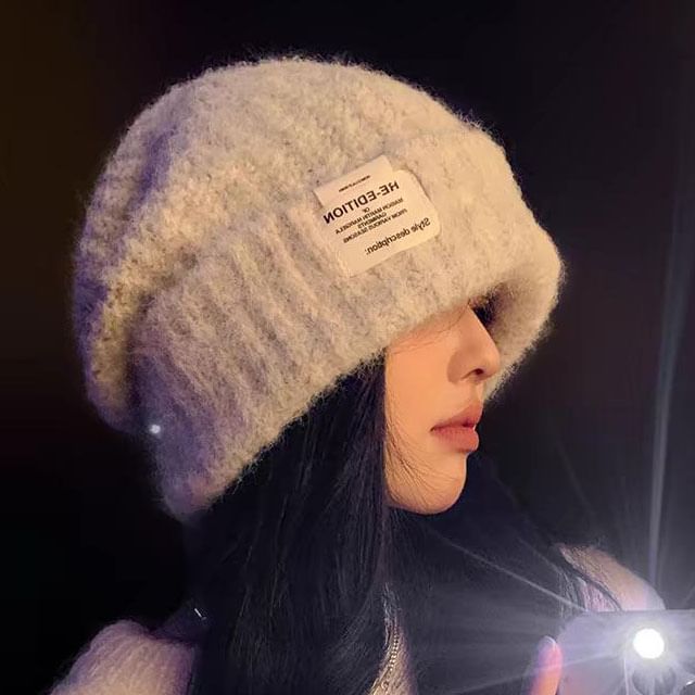 / Plain Fluffy Beanie Two Tone FashionChic