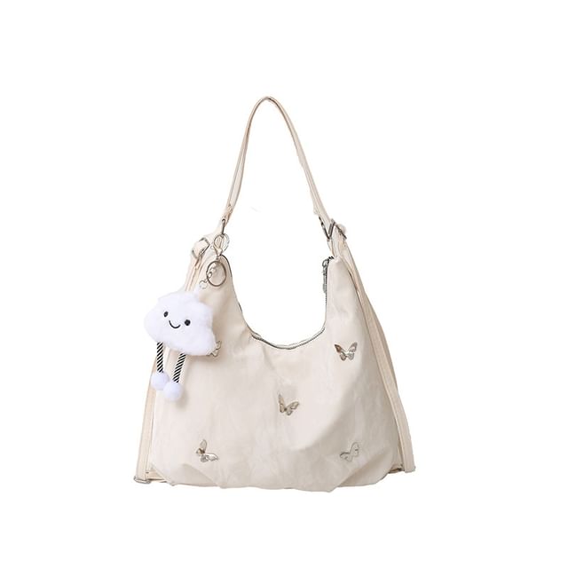 Butterfly Accent Faux Leather Tote Bag / Bag Charm / Set SpreePicky