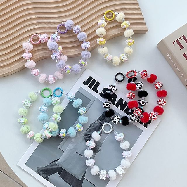 Strap Phone Heart Bead Pom FashionChic