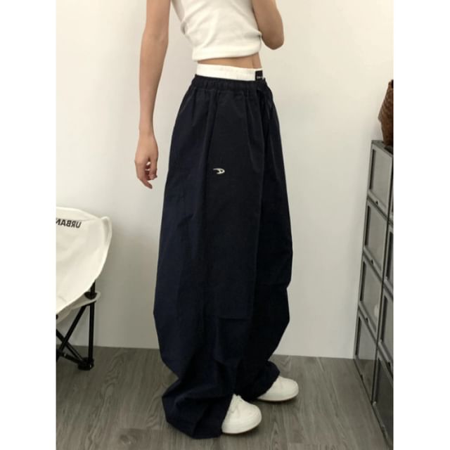 High Waist Color-Block Loose-Fit Wide-Leg Pants SpreePicky