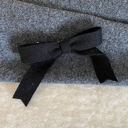 Plain Bow Knitted Hair Clip SpreePicky