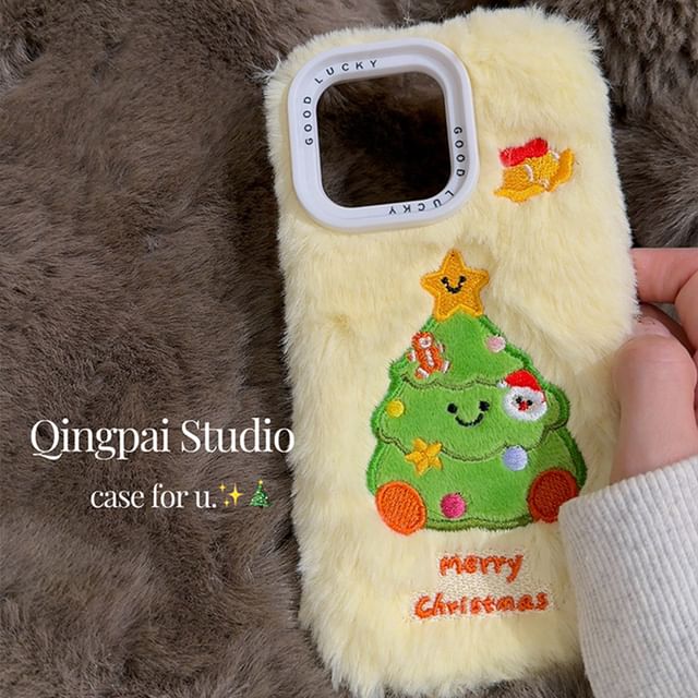 Christmas Tree Chenille Phone Case / Charm / Set - iPhone 16 Pro Max / 16 Pro / 16 Plus / 16 / 15 Pro Max / 15 Pro / 15 Plus / 15 / 14 Pro Max / 14 Pro / 14 Plus / 14 SpreePicky