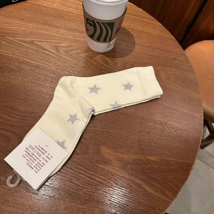 Star Embroidered Crew Socks mySite