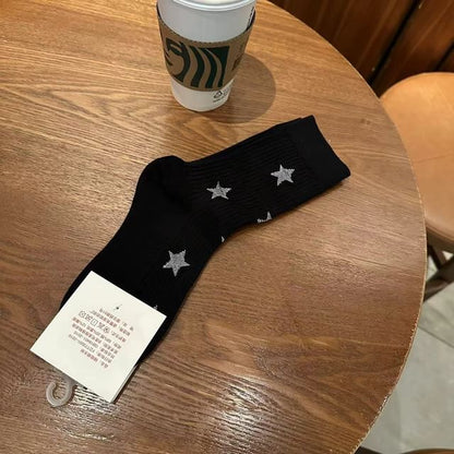 Star Embroidered Crew Socks mySite