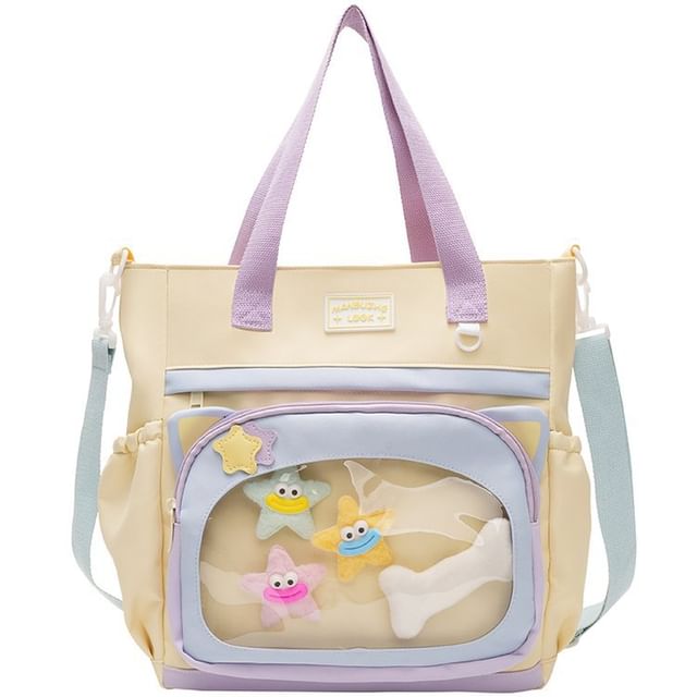 Transparent Panel Nylon Crossbody Tote Bag SpreePicky