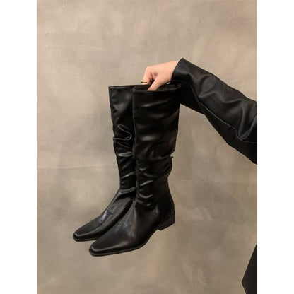 Ruched Mid-Calf Boots SpreePicky