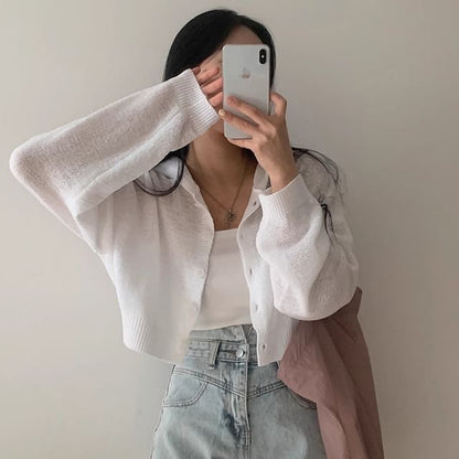 Hooded Plain Crop Cardigan SpreePicky