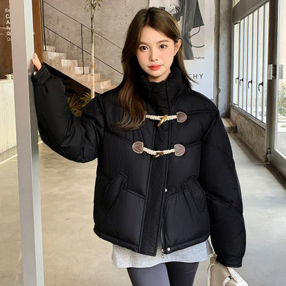 High Neck Toggle Puffer Jacket SpreePicky