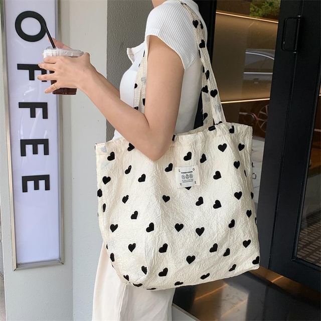 Heart Print Applique Tote Bag / Crossbody Bag / Handbag / Makeup Pouch (Various Designs) SpreePicky