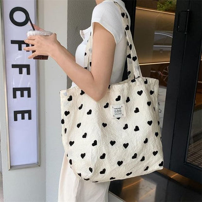 Heart Print Applique Tote Bag / Crossbody Bag / Handbag / Makeup Pouch (Various Designs) SpreePicky