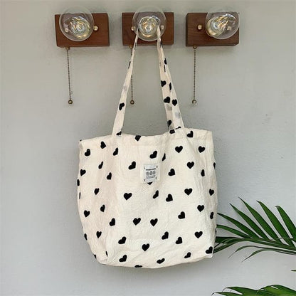 Heart Print Applique Tote Bag / Crossbody Bag / Handbag / Makeup Pouch (Various Designs) SpreePicky