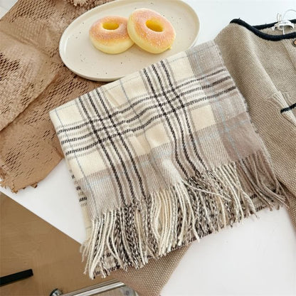 Plaid Fringed Scarf SpreePicky