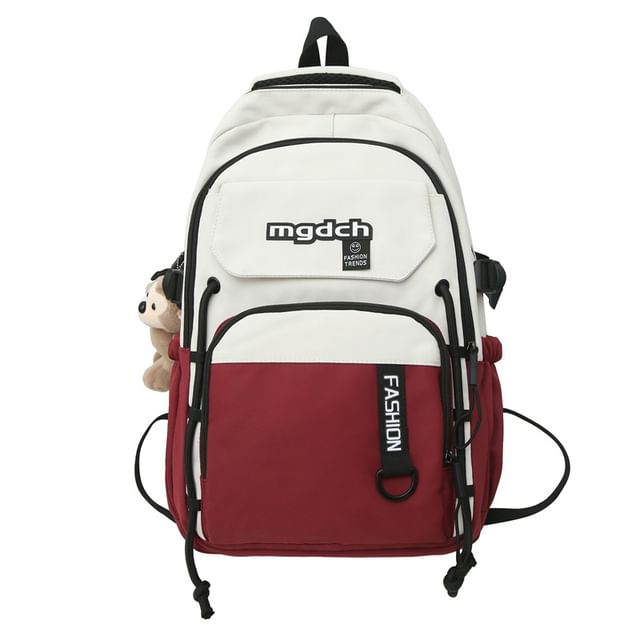 / Lettering Backpack Set Nylon Laptop Two Print Charm Bag Tone Tote FashionChic