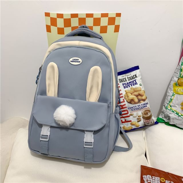 Rabbit Accent Buckled Nylon Backpack / Tote Bag SpreePicky