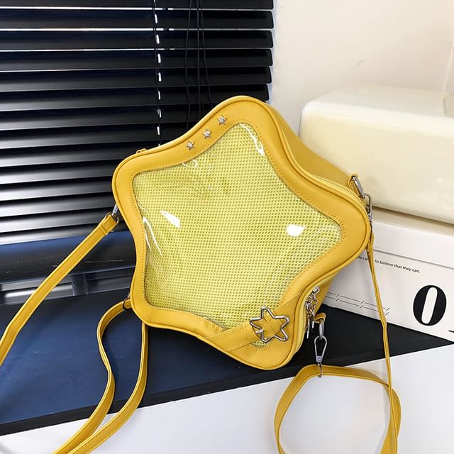 Star PVC Panel Faux Leather Crossbody Bag SpreePicky