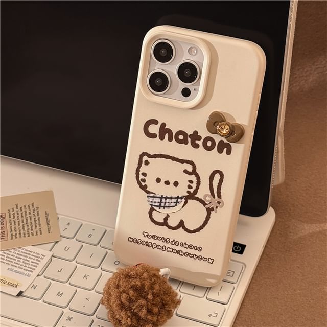 Cat Phone Case / Pom Pom Bell Charm / Set - iPhone 16 Pro Max / 16 Pro / 16 Plus / 16 / 15 Pro Max / 15 Pro / 15 Plus / 15 / 14 Pro Max / 14 Pro / 14 Plus / 14 / 13 Pro Max / 13 Pro / 13 SpreePicky