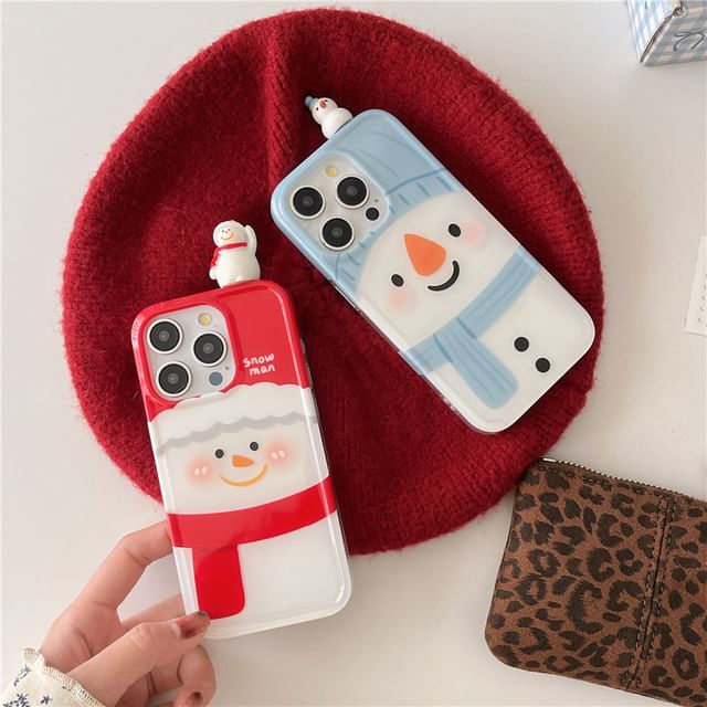 Christmas Snowman Phone Case - iPhone 16 Pro Max / 16 Pro / 16 Plus / 16 / 15 Pro Max / 15 Pro / 15 Plus / 15 / 14 Pro Max / 14 Pro / 14 Plus / 14 / 13 Pro Max / 13 Pro / 13 SpreePicky