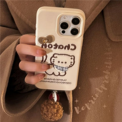 Cat Phone Case / Pom Pom Bell Charm / Set - iPhone 16 Pro Max / 16 Pro / 16 Plus / 16 / 15 Pro Max / 15 Pro / 15 Plus / 15 / 14 Pro Max / 14 Pro / 14 Plus / 14 / 13 Pro Max / 13 Pro / 13 SpreePicky