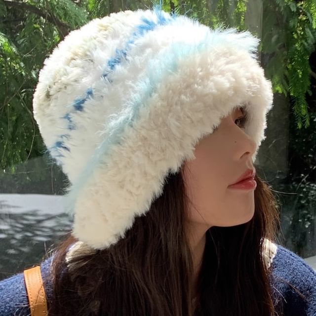 Striped Faux Fur Hat SpreePicky