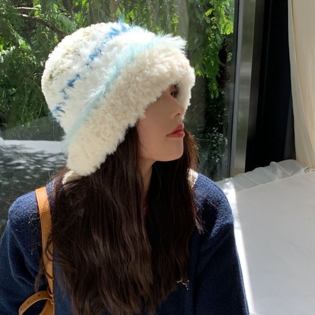 Striped Faux Fur Hat SpreePicky