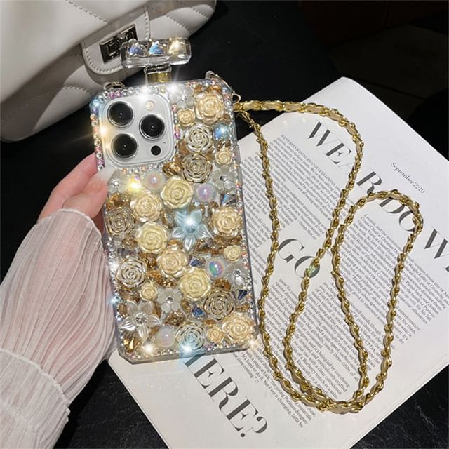 Rose Rhinestone Galaxy Lanyard Phone Case SpreePicky