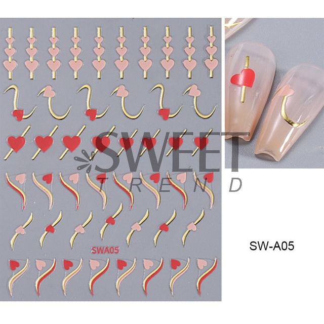 Heart Nail Art Stickers SpreePicky