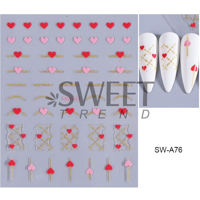 Heart Nail Art Stickers SpreePicky