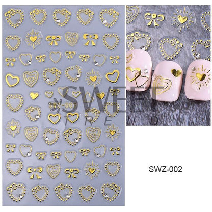 Key / Heart Metallic Nail Art Stickers SpreePicky