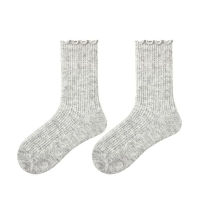 Frilled Melange Crew Socks SpreePicky