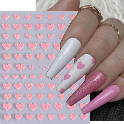 Heart Glitter Nail Art Stickers SpreePicky