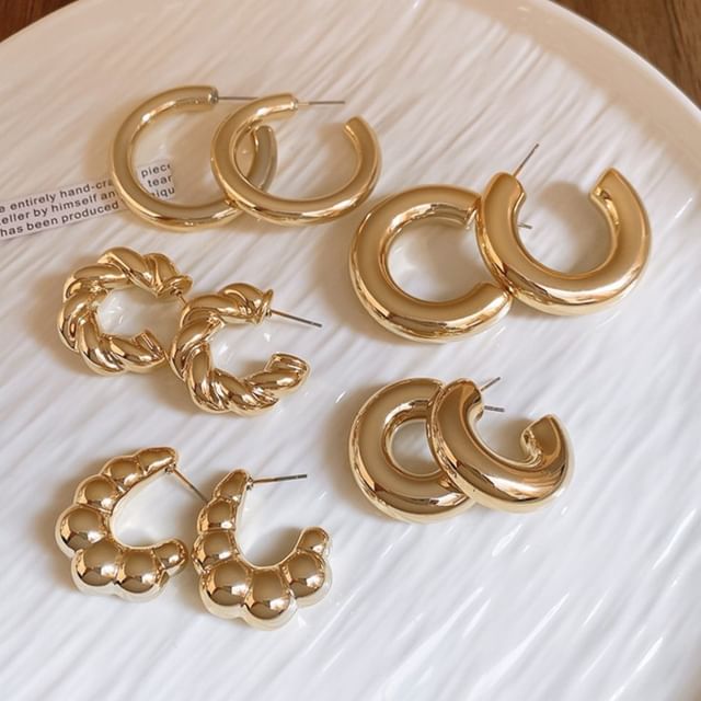 (Various Plain Hoop Designs) Alloy Earring FashionChic