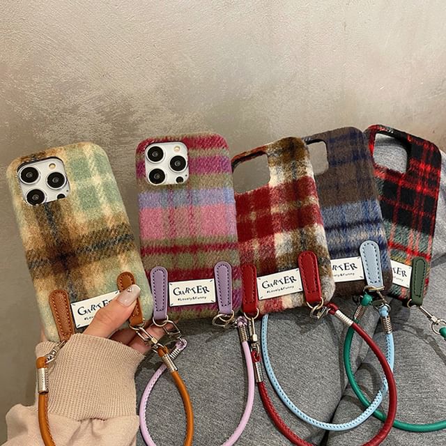 Strap Plaid Phone Case FashionChic