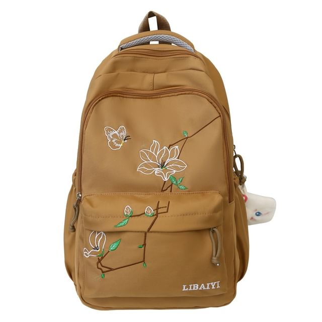 / Floral Charm Bag Backpack Laptop Nylon Set Embroidered FashionChic