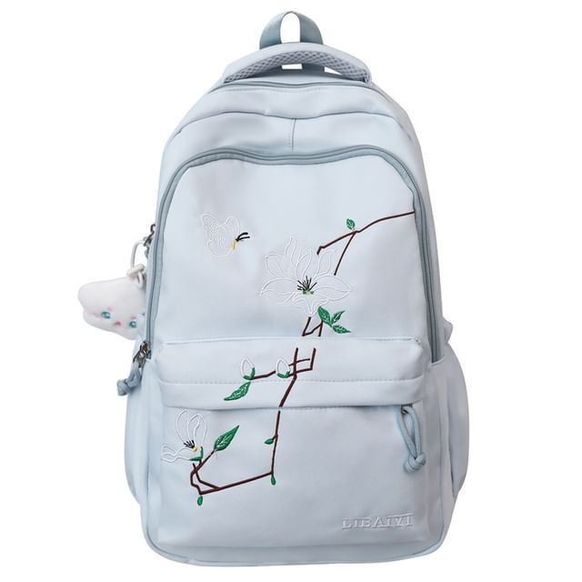 / Floral Charm Bag Backpack Laptop Nylon Set Embroidered FashionChic
