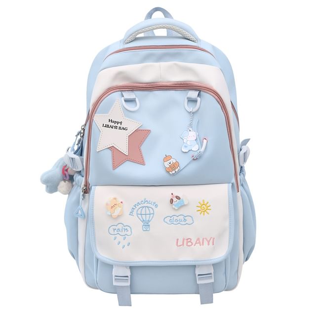 / Charm Nylon Set Star Badge Tote Bag Applique Embroidered Backpack Laptop FashionChic