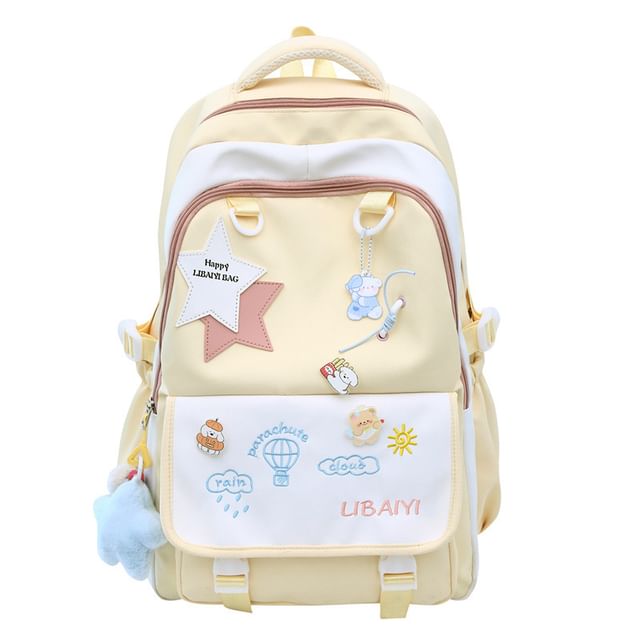 / Charm Nylon Set Star Badge Tote Bag Applique Embroidered Backpack Laptop FashionChic