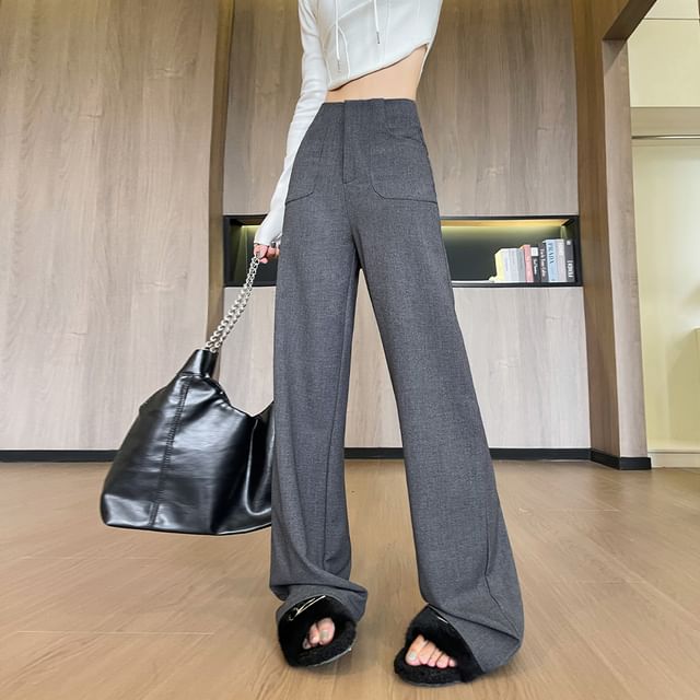 (Various Designs) Suit Loose Rise Fit Pants Plain High FashionChic
