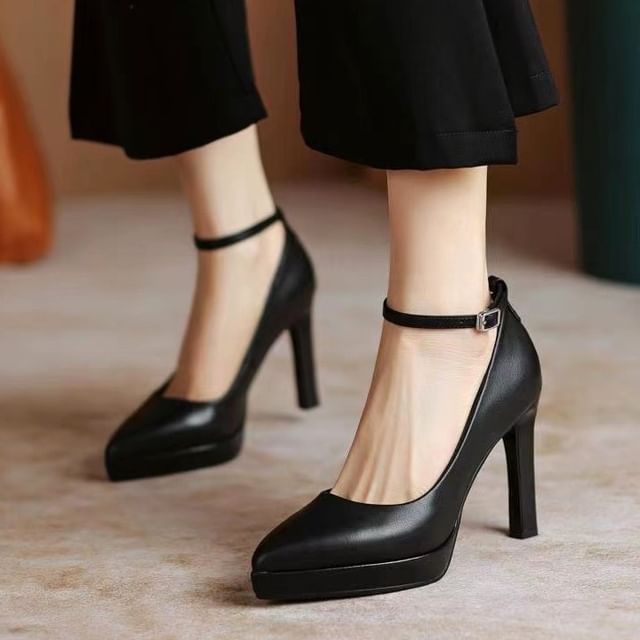 Strap Pointy Platform Sandals Stiletto Heel Ankle FashionChic