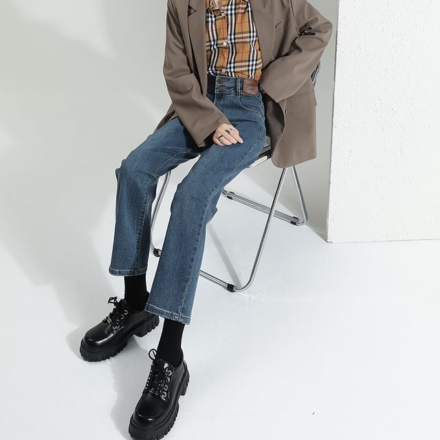 (Various Waist Straight Jeans Leg High Designs) Washed FashionChic