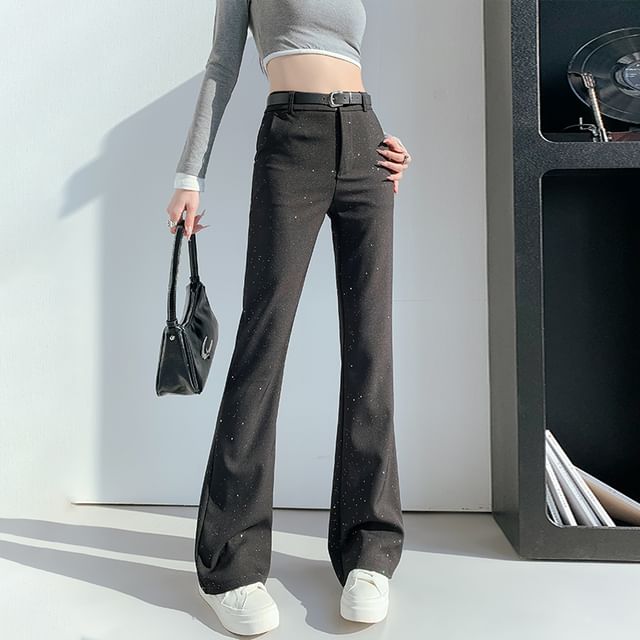 Sequin High Rise Flared Pants FashionChic