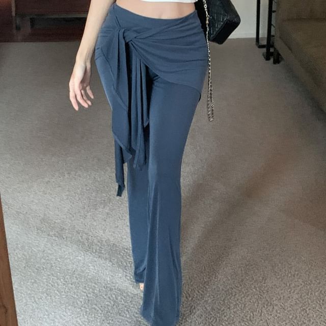 Shoulder Yoga / Plain Waist Overlay High Skirt Off Crop T-Shirt Pants Short-Sleeve FashionChic