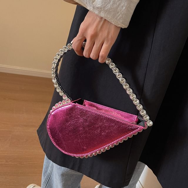 Hand Heart Rhinestone Velvet Bag FashionChic