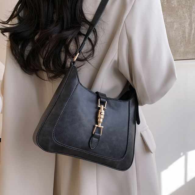 Bag Faux Crossbody Buckled Leather FashionChic