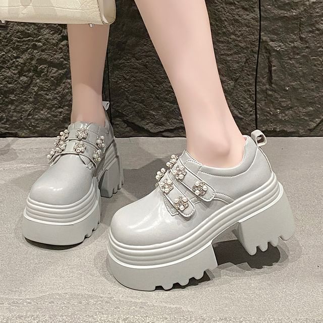 Leather Embellished Platform Faux Shoes FashionChic