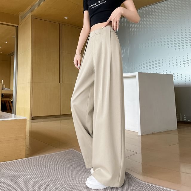 (Various High Dress Plain Pants Wide Waist Leg Designs) FashionChic
