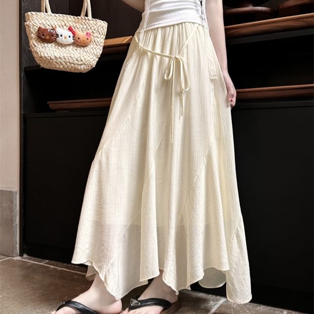 A-Line High Maxi Waist Skirt Asymmetrical Plain FashionChic