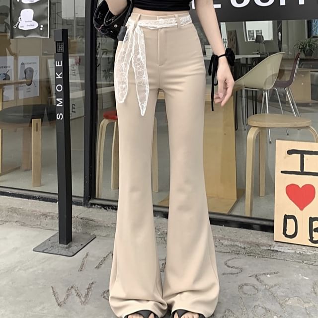 Pants Waist Bootcut Plain High FashionChic