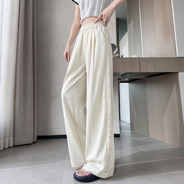 Rise Leg Panel Lace Wide Pants High FashionChic