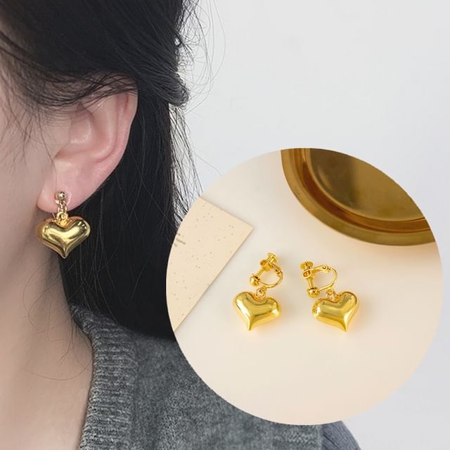 / Clip-On Drop Earring Heart FashionChic