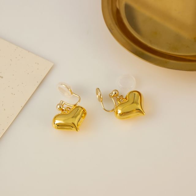 / Clip-On Drop Earring Heart FashionChic